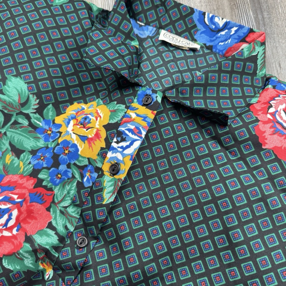 Vintage Copy-Cats Women's LARGE  Pullover Jacket Long Sleeve Floral Print